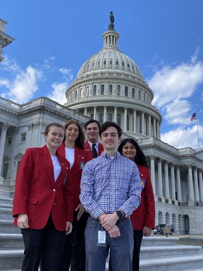 National Officers L to R: Caroline Daley, Lyndsey Lanman, Noe Garcia and Ambuja Sharma with Nick Pennington, Legislative Assistant for Rep. Jim Langevin (D-R.I.)