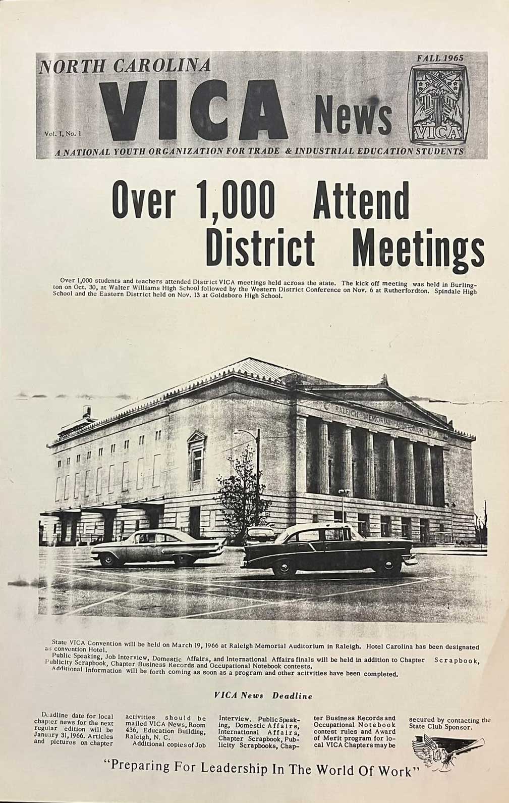 Cover of the first issue of VICA News.}