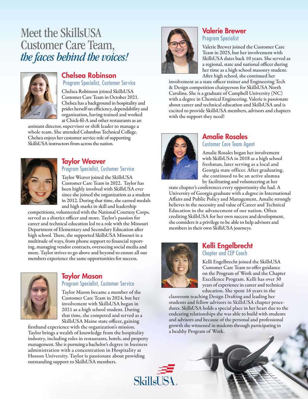 Customer Care Flyer with photos of the team